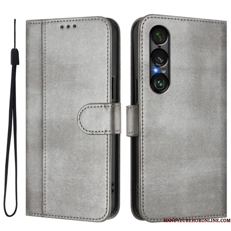 Leren Hoesje Sony Xperia 1 Vii Retro Design Bescherming Hoesje