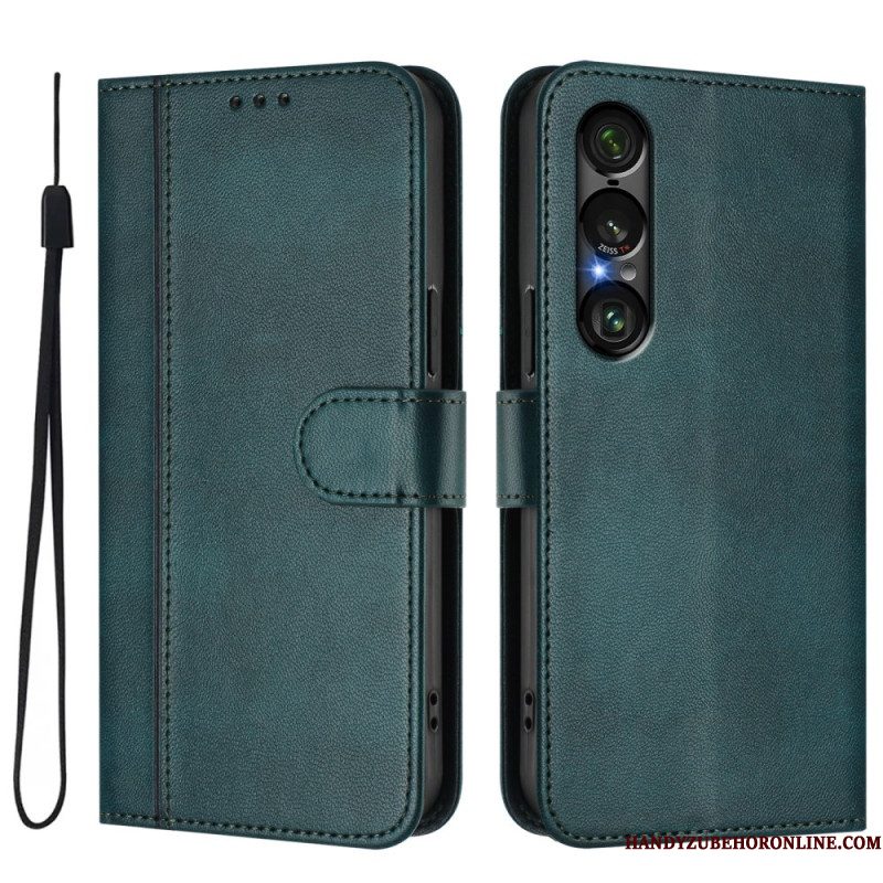 Leren Hoesje Sony Xperia 1 Vii Retro Design Bescherming Hoesje