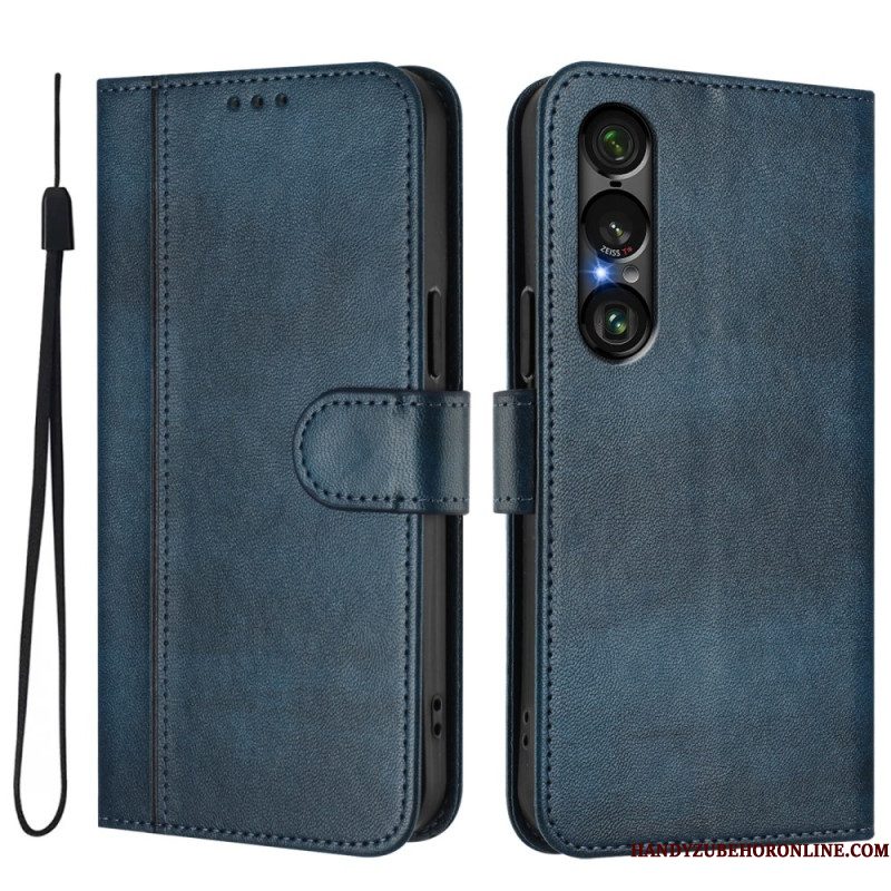 Leren Hoesje Sony Xperia 1 Vii Retro Design Bescherming Hoesje