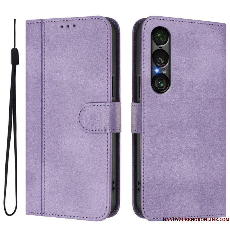Leren Hoesje Sony Xperia 1 Vii Retro Design Bescherming Hoesje