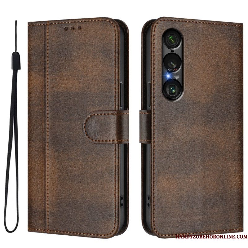 Leren Hoesje Sony Xperia 1 Vii Retro Design Bescherming Hoesje