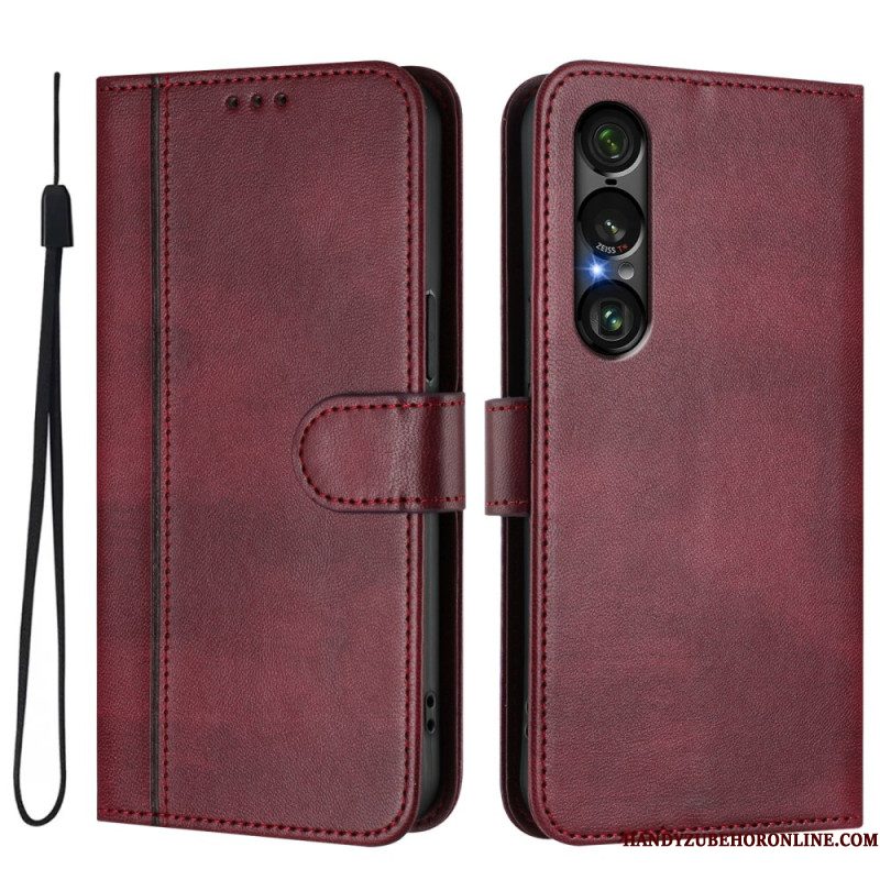 Leren Hoesje Sony Xperia 1 Vii Retro Design Bescherming Hoesje