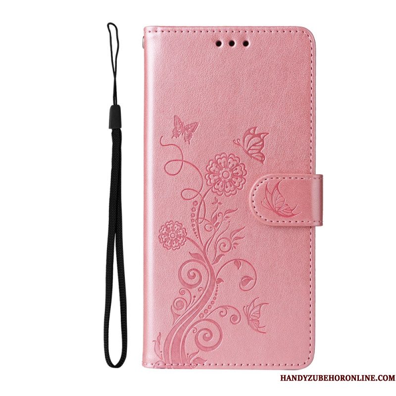 Leren Hoesje Sony Xperia 10 Vii Bloemenprint Bescherming Hoesje