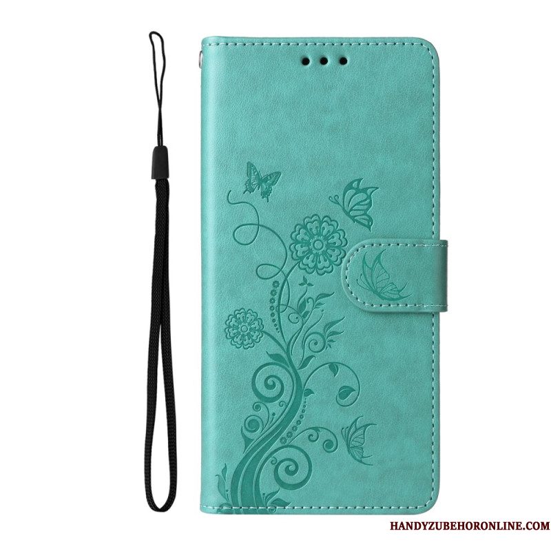 Leren Hoesje Sony Xperia 10 Vii Bloemenprint Bescherming Hoesje