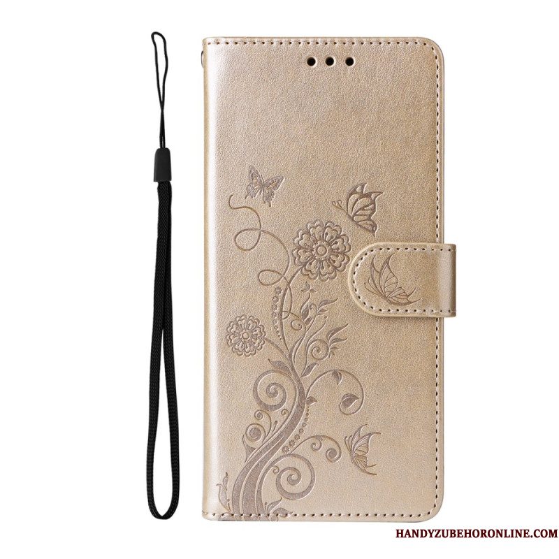 Leren Hoesje Sony Xperia 10 Vii Bloemenprint Bescherming Hoesje