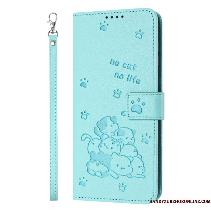 Leren Hoesje Sony Xperia 10 Vii Katten Met Bandje