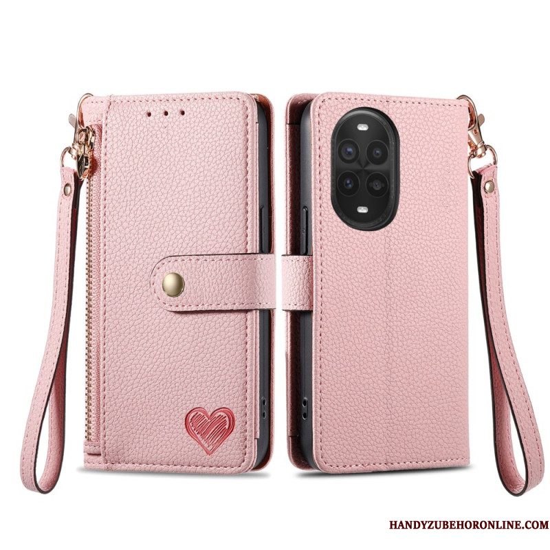 Leren Hoesje Voor Huawei Nova 13 Pro Hartvormig Ontwerp Rfid-bescherming