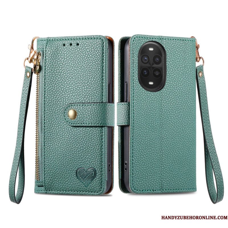 Leren Hoesje Voor Huawei Nova 13 Pro Hartvormig Ontwerp Rfid-bescherming
