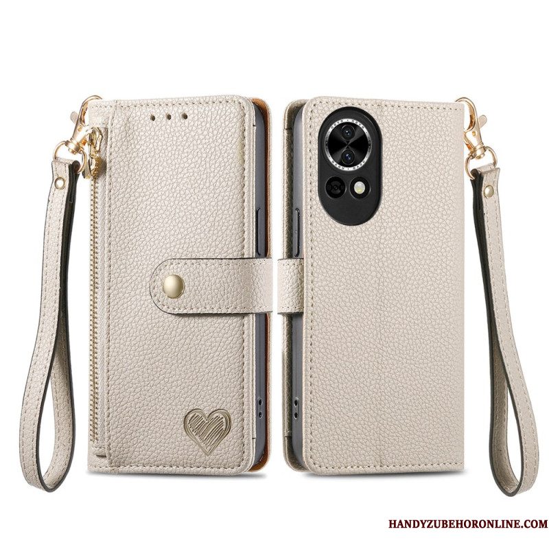 Leren Hoesje Voor Huawei Nova 13 Rfid-portemonnee Met Hart