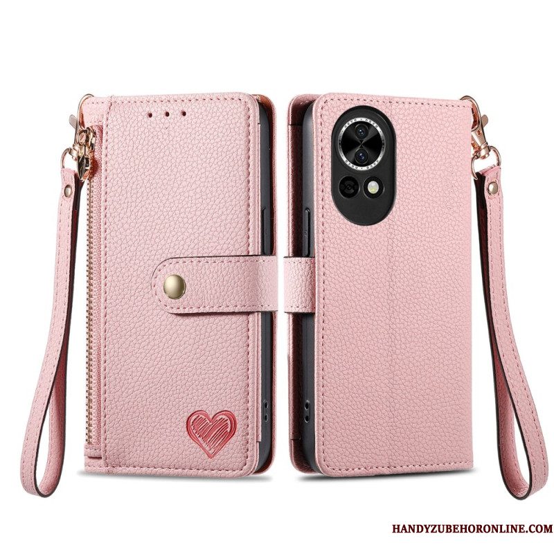 Leren Hoesje Voor Huawei Nova 13 Rfid-portemonnee Met Hart