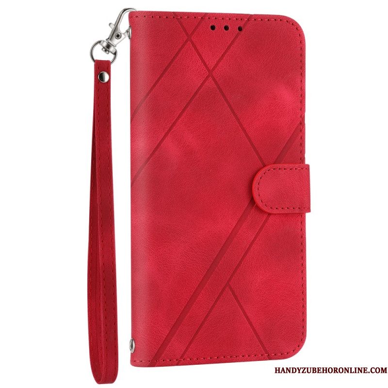 Leren Hoesje Voor Samsung Galaxy S25 5g Edge Band Met Bedrukte Lijnen