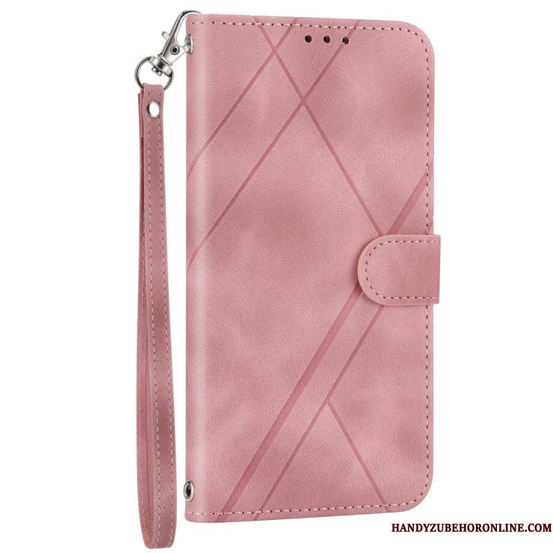 Leren Hoesje Voor Samsung Galaxy S25 5g Edge Band Met Bedrukte Lijnen