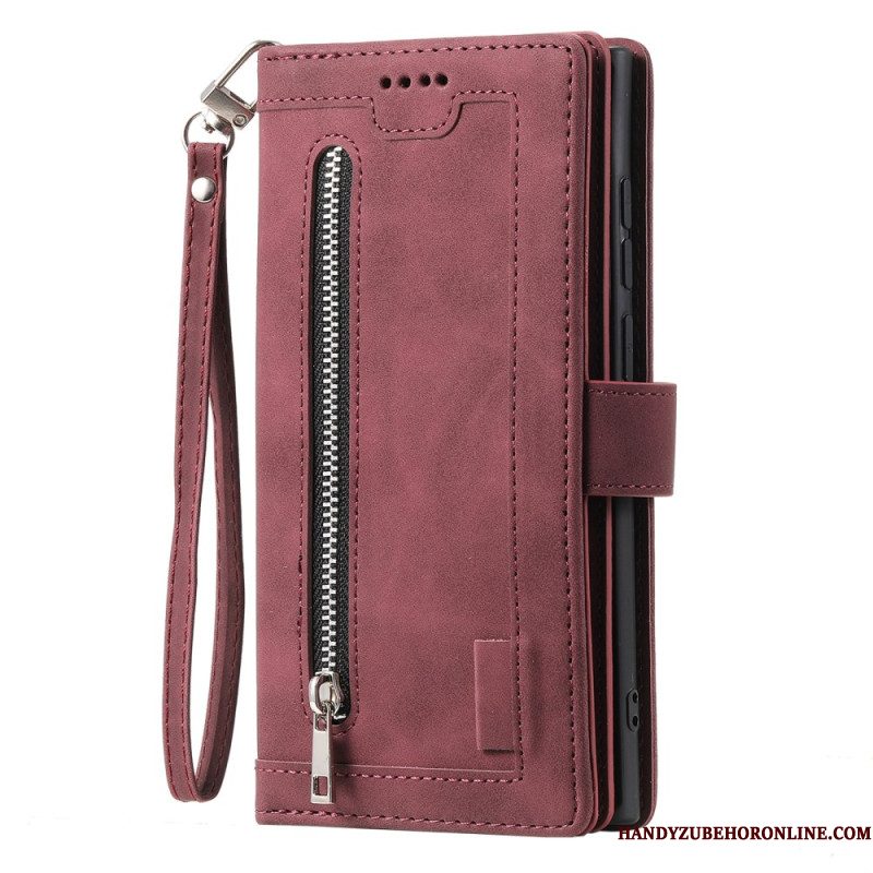Leren Hoesje Voor Samsung Galaxy S25 5g Edge Rits Portemonnee