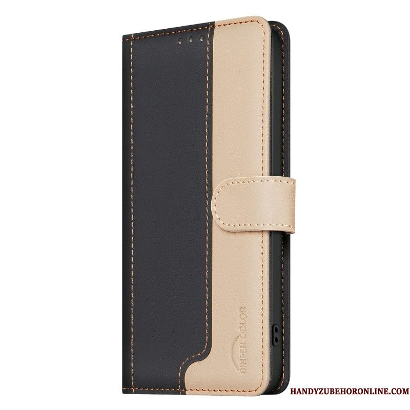 Leren Hoesje Voor Samsung Galaxy S25 5g Edge Tweekleurige Binfen Color