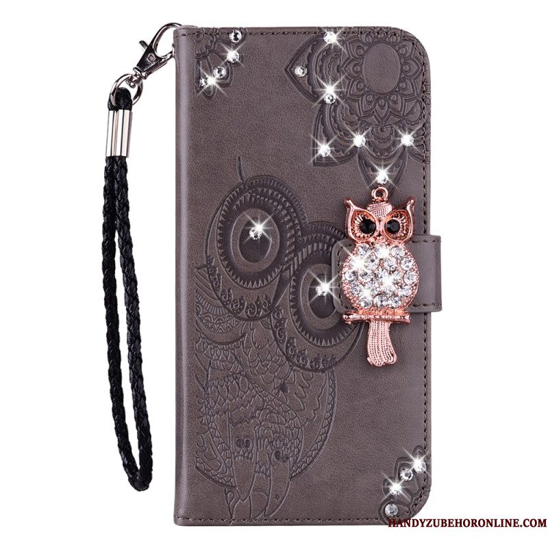 Leren Hoesje Voor Samsung Galaxy S25 5g Edge Uil En Bedeltje