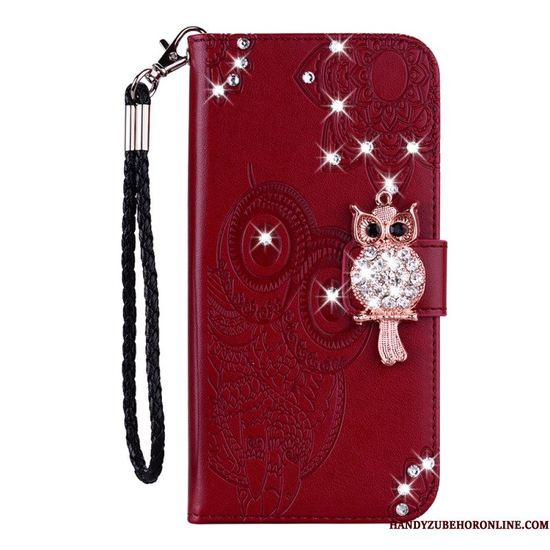 Leren Hoesje Voor Samsung Galaxy S25 5g Edge Uil En Bedeltje