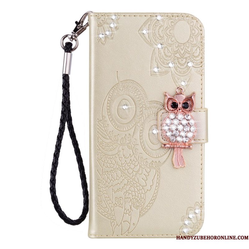 Leren Hoesje Voor Samsung Galaxy S25 5g Edge Uil En Bedeltje