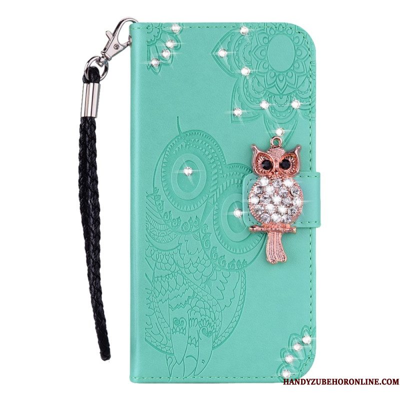 Leren Hoesje Voor Samsung Galaxy S25 5g Edge Uil En Bedeltje
