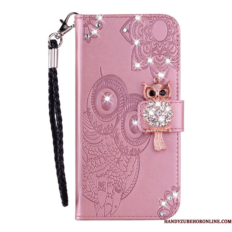 Leren Hoesje Voor Samsung Galaxy S25 5g Edge Uil En Bedeltje