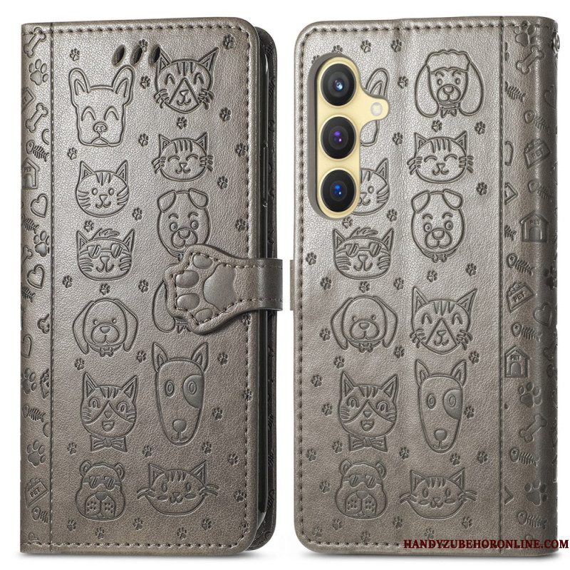 Leren Hoesje Voor Samsung Galaxy S25 5g Geanimeerde Dieren
