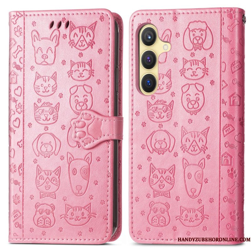 Leren Hoesje Voor Samsung Galaxy S25 5g Geanimeerde Dieren