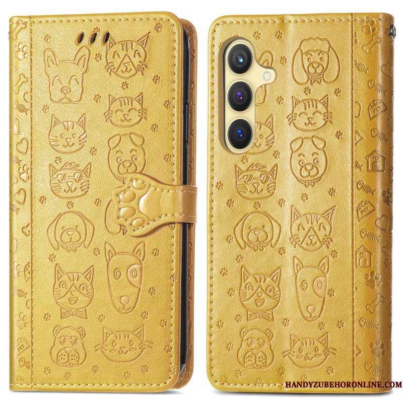 Leren Hoesje Voor Samsung Galaxy S25 5g Geanimeerde Dieren