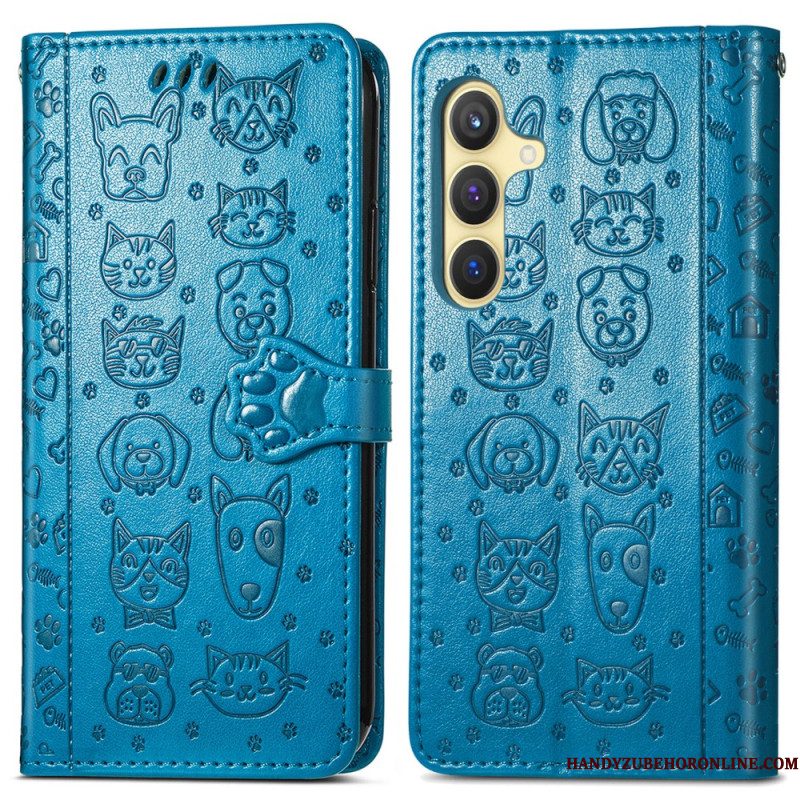 Leren Hoesje Voor Samsung Galaxy S25 5g Geanimeerde Dieren