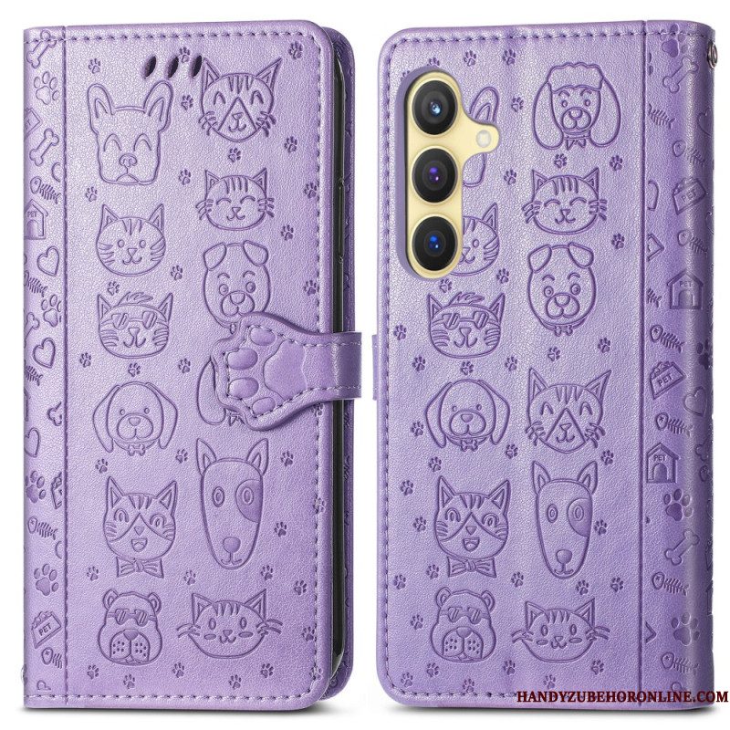 Leren Hoesje Voor Samsung Galaxy S25 5g Geanimeerde Dieren