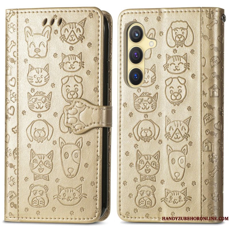 Leren Hoesje Voor Samsung Galaxy S25 5g Geanimeerde Dieren