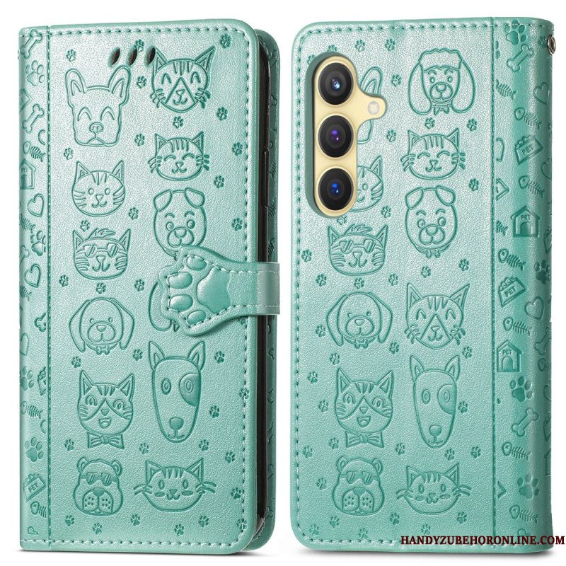 Leren Hoesje Voor Samsung Galaxy S25 5g Geanimeerde Dieren