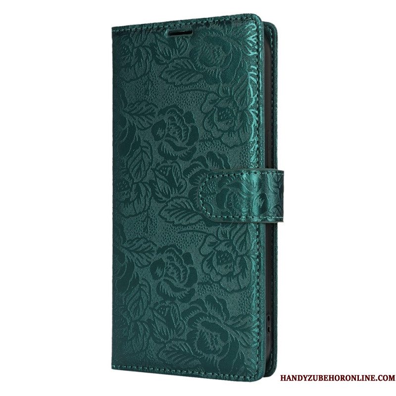 Leren Hoesje Voor Samsung Galaxy S25 5g Koord Met Bloemenprint