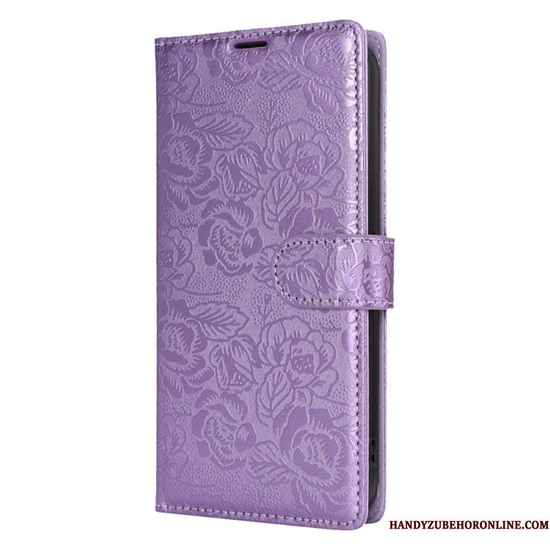 Leren Hoesje Voor Samsung Galaxy S25 5g Koord Met Bloemenprint