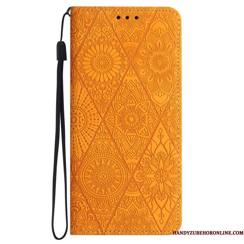 Leren Hoesje Voor Samsung Galaxy S25 Fe Bloemenpatroon