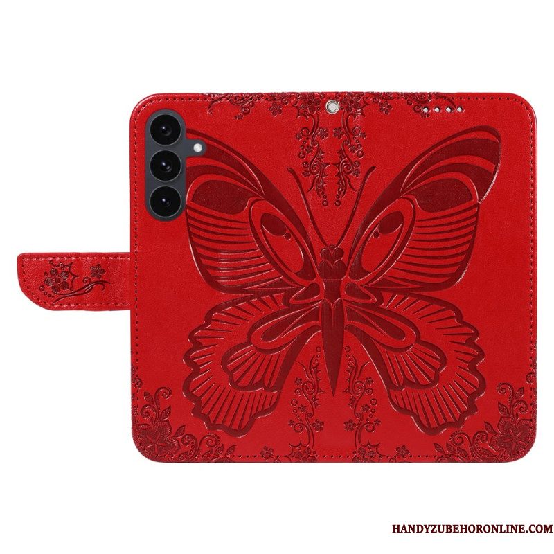 Leren Hoesje Voor Samsung Galaxy S25 Fe Grafische Vlinder