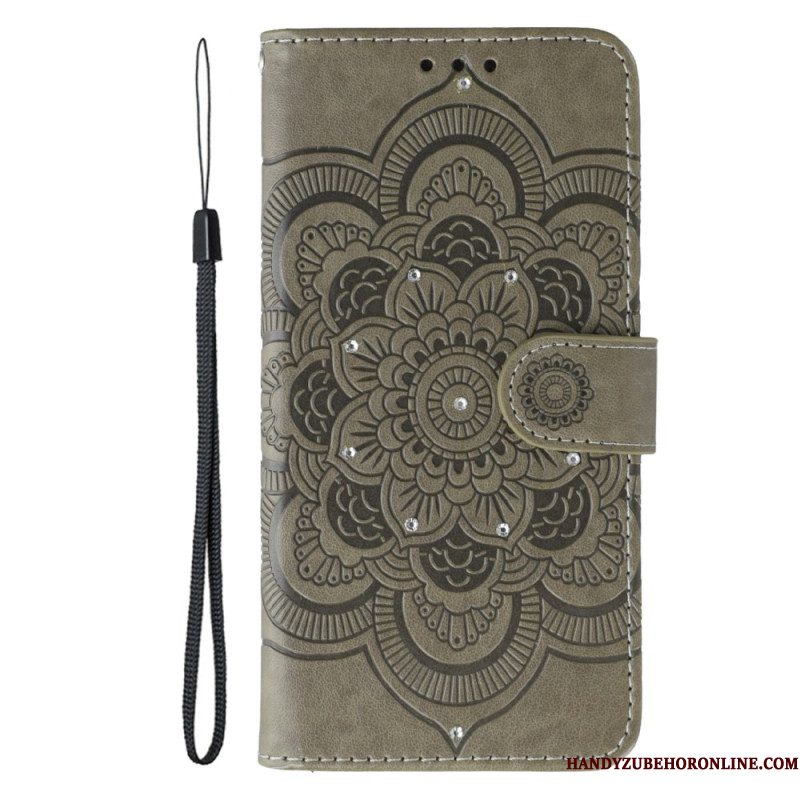 Leren Hoesje Voor Samsung Galaxy S25 Fe Mandala En Strass-steentjes