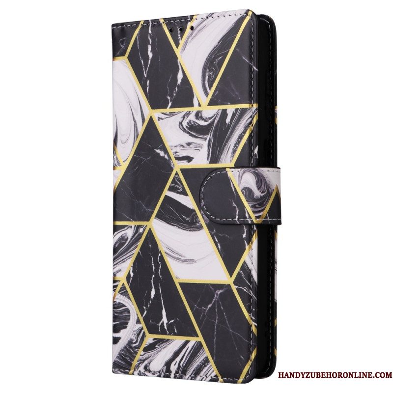 Leren Hoesje Voor Samsung Galaxy S25 Fe Marmerstijl