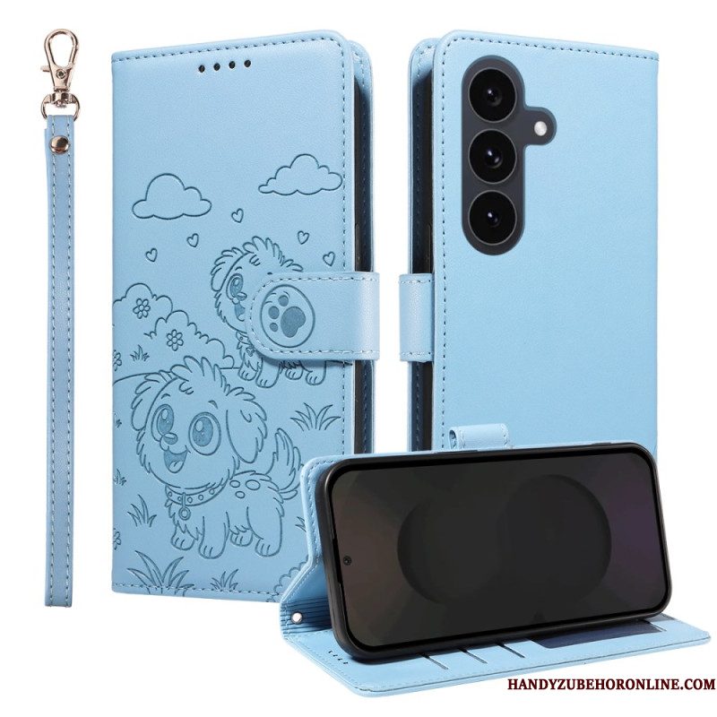 Leren Hoesje Voor Samsung Galaxy S25 Fe Rfid-blokkering En Hondenpatroon