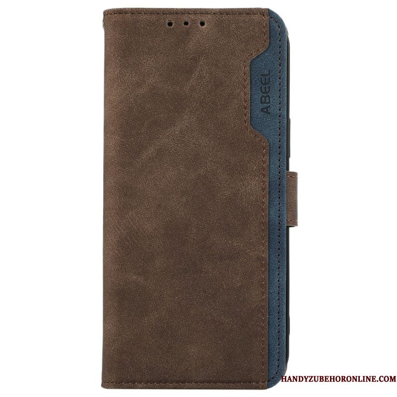Leren Hoesje Voor Samsung Galaxy S25 Fe Tweekleurige Abeel