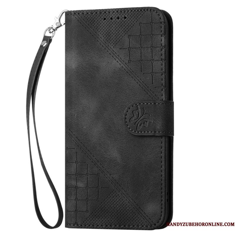 Leren Hoesje Voor Samsung Galaxy S25 Plus 5g Geometrisch Bandje