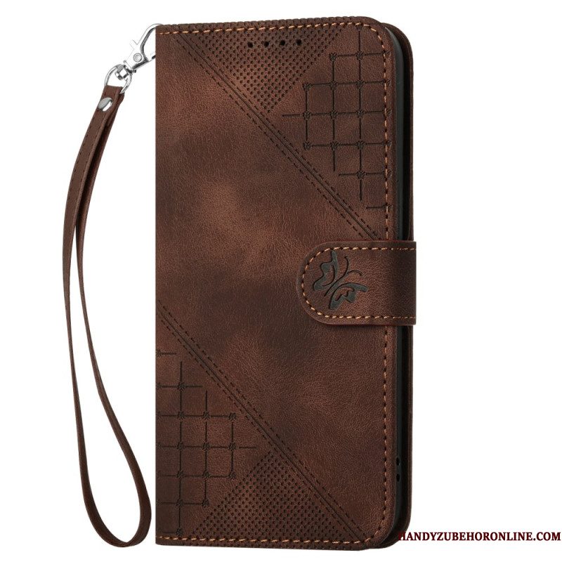 Leren Hoesje Voor Samsung Galaxy S25 Plus 5g Geometrisch Bandje