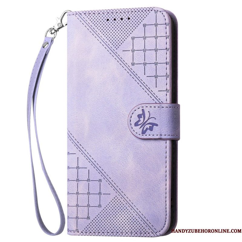 Leren Hoesje Voor Samsung Galaxy S25 Plus 5g Geometrisch Bandje