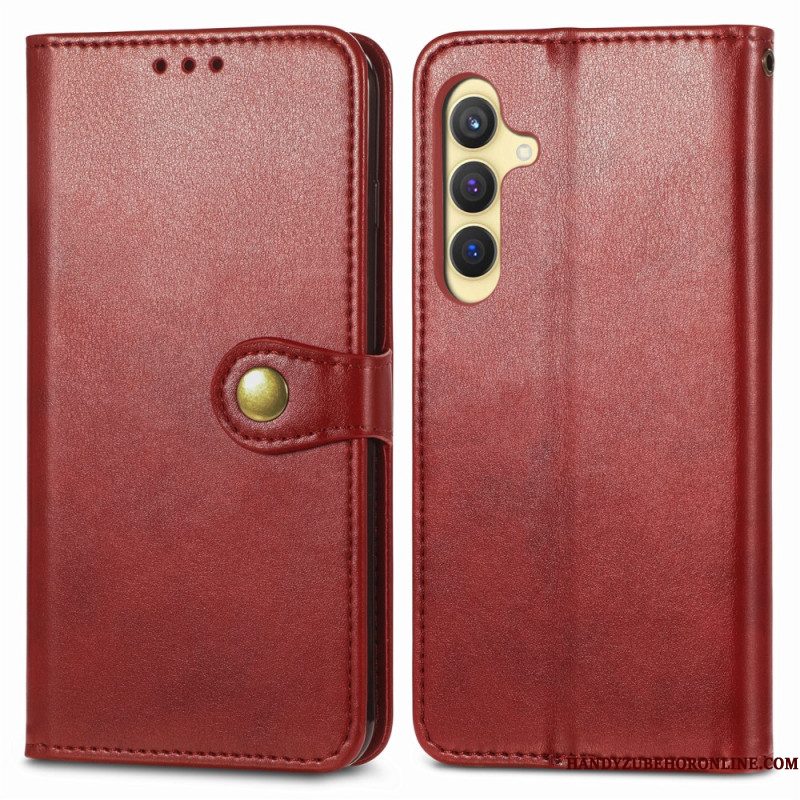 Leren Hoesje Voor Samsung Galaxy S25 Plus 5g Knoopsluiting