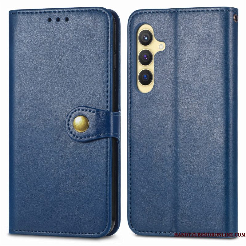 Leren Hoesje Voor Samsung Galaxy S25 Plus 5g Knoopsluiting