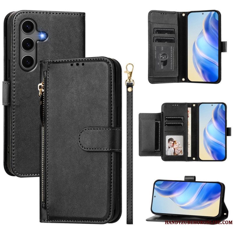 Leren Hoesje Voor Samsung Galaxy S25 Plus 5g Portemonnee Met Bandje