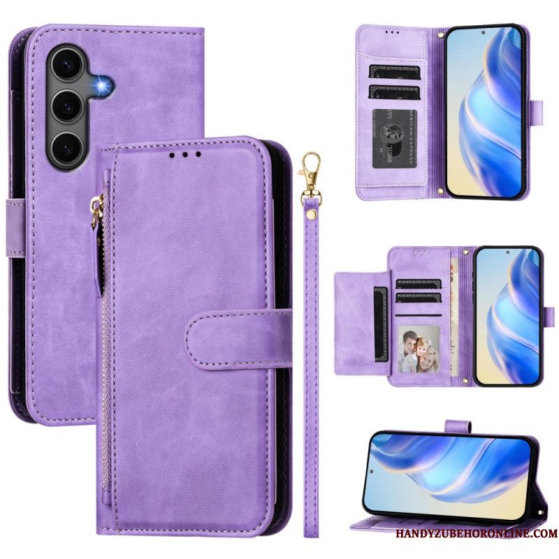 Leren Hoesje Voor Samsung Galaxy S25 Plus 5g Portemonnee Met Bandje