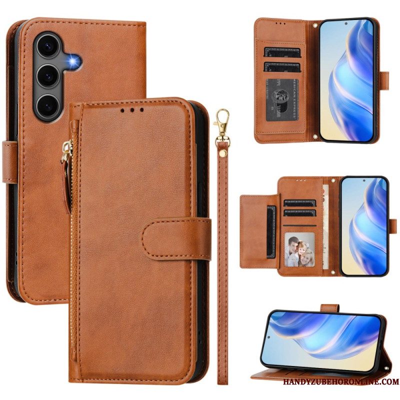Leren Hoesje Voor Samsung Galaxy S25 Plus 5g Portemonnee Met Bandje