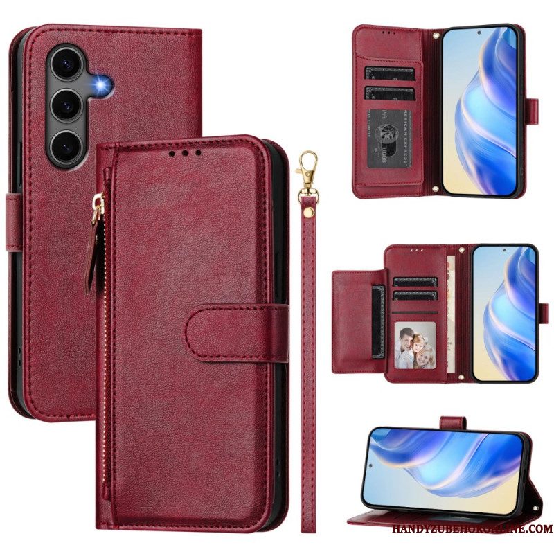 Leren Hoesje Voor Samsung Galaxy S25 Plus 5g Portemonnee Met Bandje