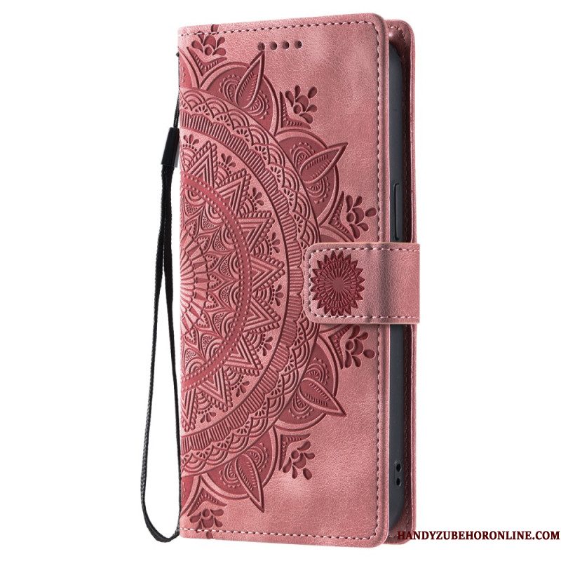 Leren Hoesje Voor Samsung Galaxy S25 Ultra 5g Suède-look Mandala