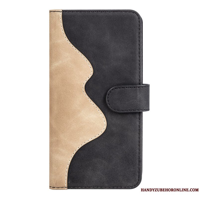 Leren Hoesje Voor Samsung Galaxy S26 Plus Tweekleurig Grafisch Ontwerp