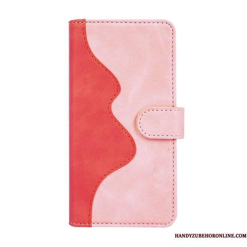 Leren Hoesje Voor Samsung Galaxy S26 Plus Tweekleurig Grafisch Ontwerp